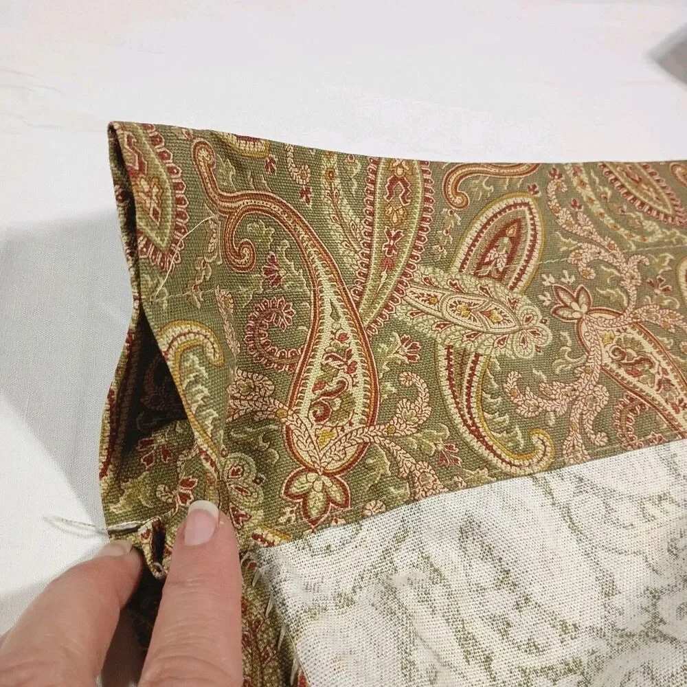 Country Curtains Paisley Drapery Panels Lot Of 2 Olive Green Red 87
